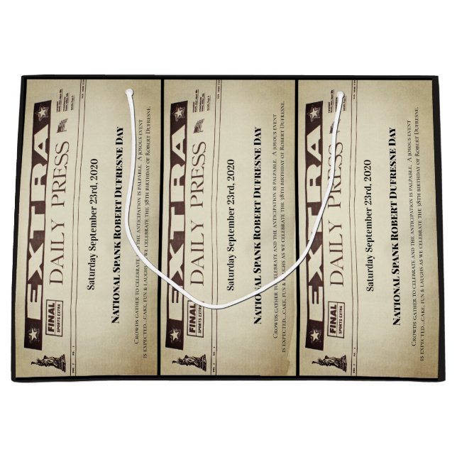 Sacola Para Presentes Grande Manchete de jornal personalizado diverso (Frente)