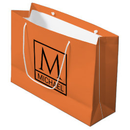 Sacola Para Presentes Grande Mandarin Orange Gift Bag com Nome e & Nome Iniciai