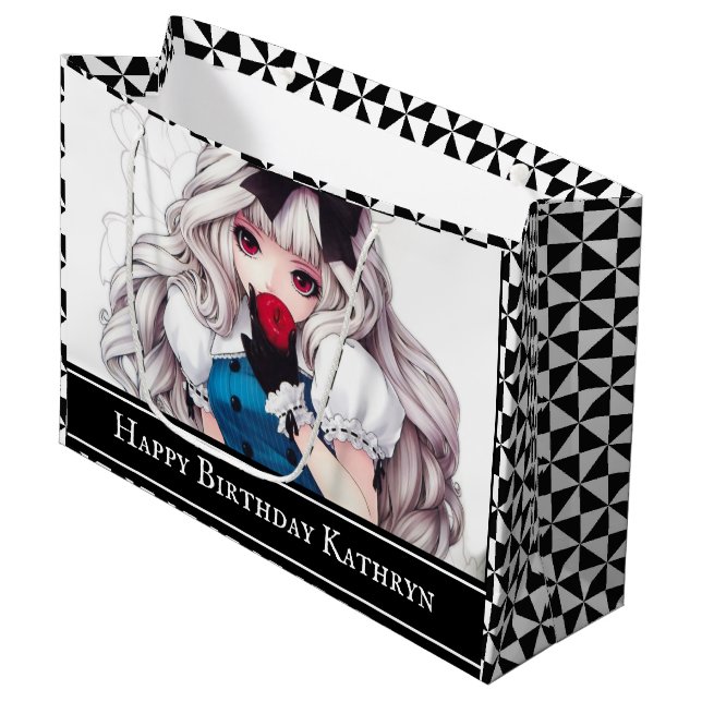 Sacola Para Presentes Grande Manga Art Personalizada "Alice" (Frente inclinada)