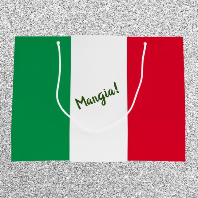 Sacola Para Presentes Grande Mangia - Sinalizador italiano, branco e verde (Bookmark my store! https://www.zazzle.com/store/capricepetit)