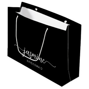 Sacola Para Presentes Grande Manuscrito preto simples e minimalista