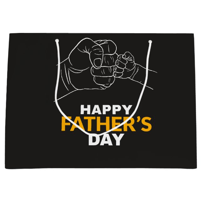 Sacola Para Presentes Grande Mãos do pai e dos filhos (Frente)