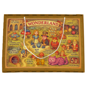Sacola Para Presentes Grande Mapa Caprichoso das Aventuras de Alice no País das