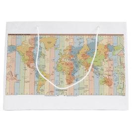 Sacola Para Presentes Grande Mapa das Zonas Horárias do Mundo