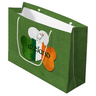 Sacola Para Presentes Grande Mapa do dia de St Patrick de Ireland/trevo