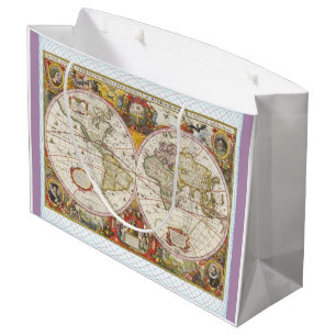 Sacola Para Presentes Grande Mapa do mundo do vintage
