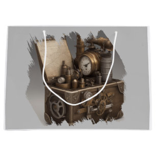 Sacola Para Presentes Grande Máquina do Tempo Steampunk - Treasure Chest Vintag