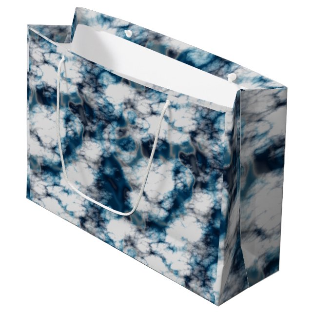 Sacola Para Presentes Grande Marble Azul (Frente inclinada)