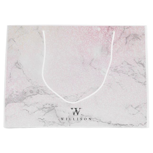 Sacola Para Presentes Grande Marble de luxo personalizado (Frente)