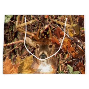 Sacola Para Presentes Grande Marcha na temporada de outono White Tail Deer