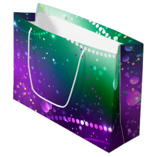 Sacola Para Presentes Grande Mardi Gras Festivo Purple Background