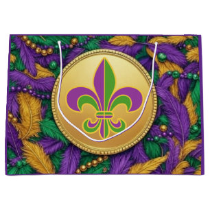 Sacola Para Presentes Grande Mardi Gras Fleur de lis