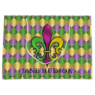Sacola Para Presentes Grande Mardi Gras Fleur De Lis Design Bag Presente