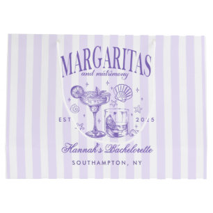 Sacola Para Presentes Grande Margaritas e Matrimônio Modernas Retrô Listradas B