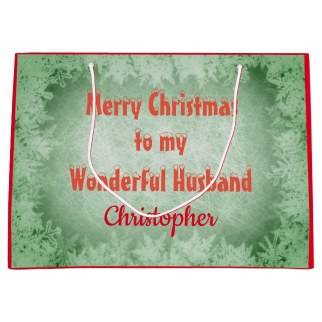 Sacola Para Presentes Grande Marido de Feliz Natal Personalizado (Frente)