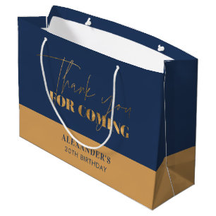 Sacola Para Presentes Grande Marinha Chic e Dourado Rascunho Obrigada pelo Aniv