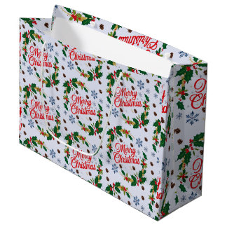 Sacola Para Presentes Grande Marinho russo branco e vermelho Feliz Natal
