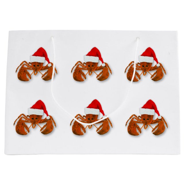 Sacola Para Presentes Grande Maritime Santa Claus Lobster (Frente)