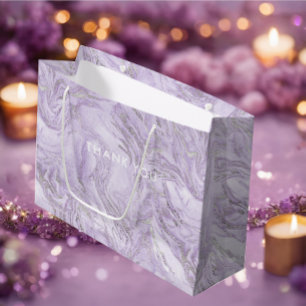 Sacola Para Presentes Grande Mármaco brilhante Roxo Moderno Personalizado