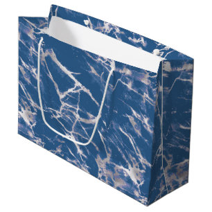 Sacola Para Presentes Grande Mármore Azul Prata