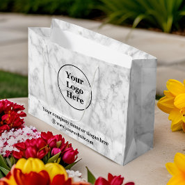 Sacola Para Presentes Grande Mármore branco