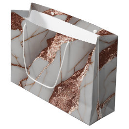 Sacola Para Presentes Grande Mármore Brilhante de Cobre na Moda