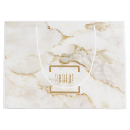 Sacola Para Presentes Grande Mármore com Efeito Dourado de Nome Personalizado M