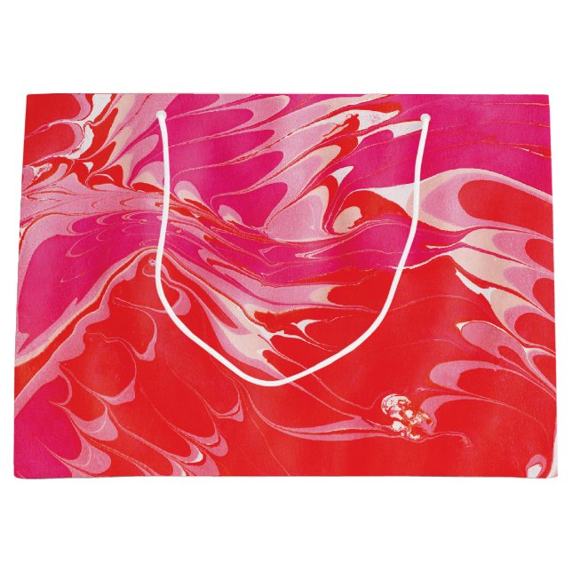 Sacola Para Presentes Grande Mármore da Feliz vermelha (Frente)