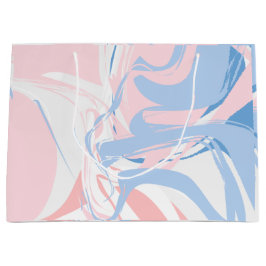 Sacola Para Presentes Grande Mármore Rosa Branco Azul Redemoinho Abstrato Bebê