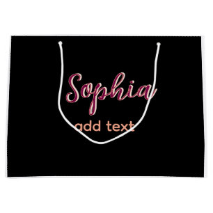 Sacola Para Presentes Grande marrom adicionar nome garota chefe texto preto ele