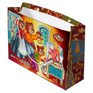 Sacola Para Presentes Grande Masha e 3 ursos