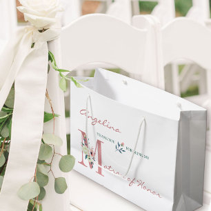 Sacola Para Presentes Grande Matron Personalizado de Honra Floral Obrigado