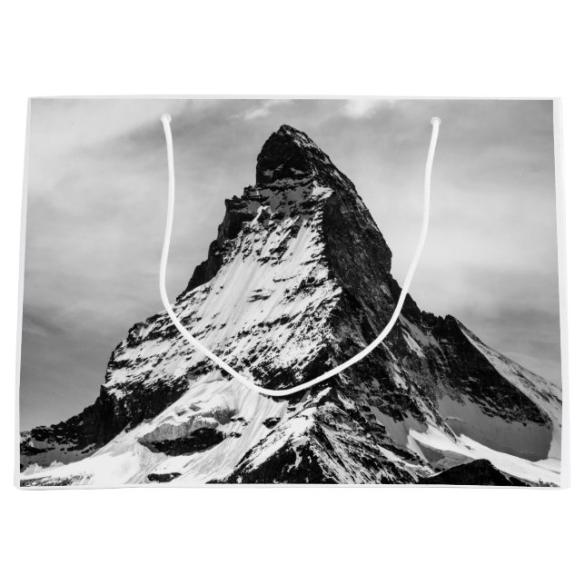Sacola Para Presentes Grande Matterhorn, cumes preto e branco (Frente)