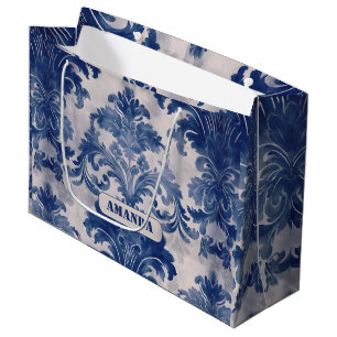 Sacola Para Presentes Grande Mau legado Dó azul toile de jouy monograma