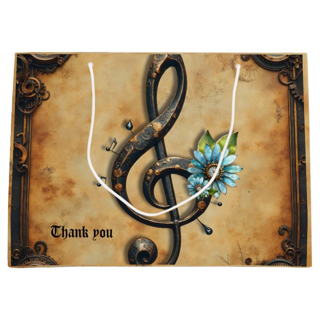 Sacola Para Presentes Grande Mechanical  clef  (Frente)