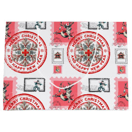 Sacola Para Presentes Grande Medical Christmas Stamp Collage Art