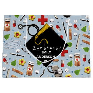 Sacola Para Presentes Grande Médico Personalizado ou Graduação de Enfermeiro
