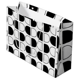 Sacola Para Presentes Grande Meio Círculo Preto e Branco Geométrico