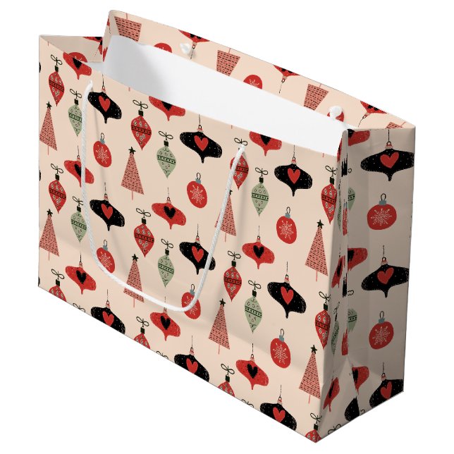 Sacola Para Presentes Grande Meio século no Natal Moderno (Frente inclinada)