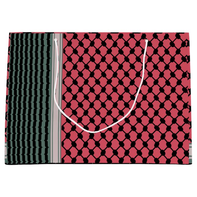 Sacola Para Presentes Grande Melancia palestiniana Hatta Keffiyeh Kufiya Folk (Frente)