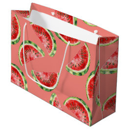 Sacola Para Presentes Grande Melancias de Aniversário Rosa Bege Vermelho Verde