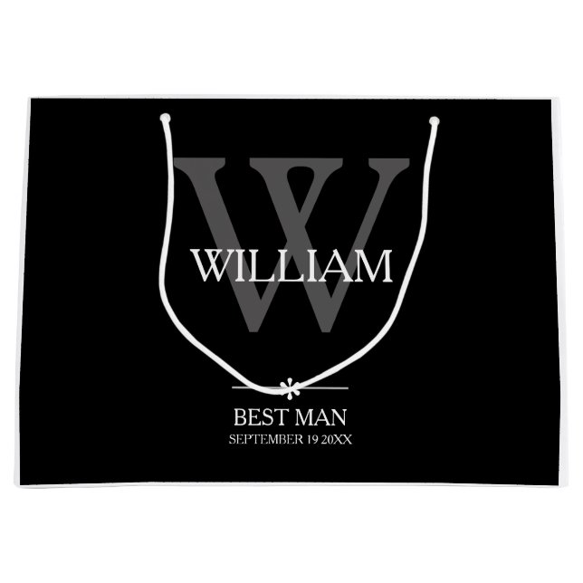 Sacola Para Presentes Grande Melhor Homem do Casamento Dotado Clássico Moderno  (Frente)