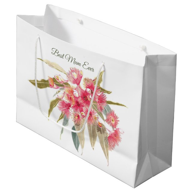 Sacola Para Presentes Grande Melhor Mãe Floral (Frente inclinada)