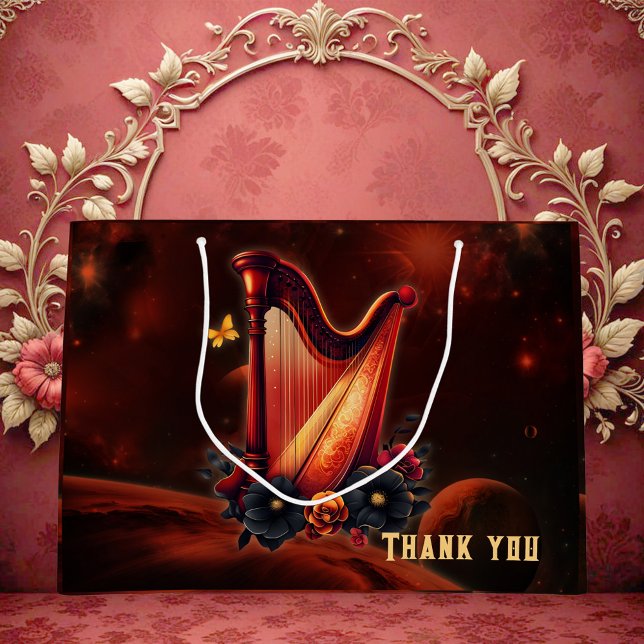 Sacola Para Presentes Grande Melodia cósmica, a magia da harpa. (Criador carregado)