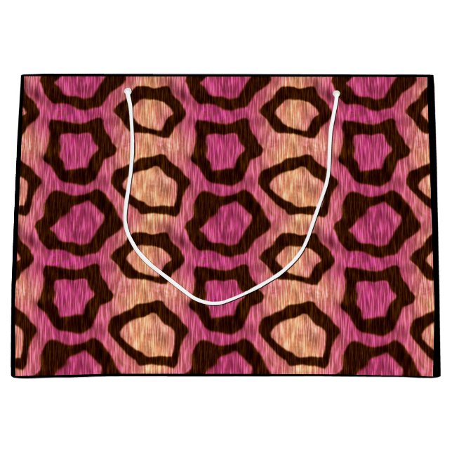 Sacola Para Presentes Grande Meow Pink Wild Gatinho Legal (Frente)