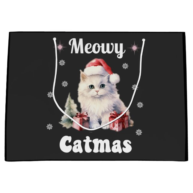 Sacola Para Presentes Grande Meowy Catmas (Frente)