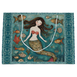 Sacola Para Presentes Grande Mermaid Watercolor