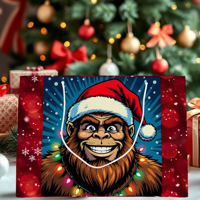 Sacola Para Presentes Grande Merry Bigfoot Sasquatch Christmas (Criador carregado)