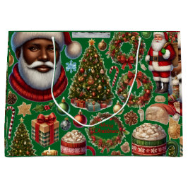 Sacola Para Presentes Grande Merry & Bright Christmas Icons