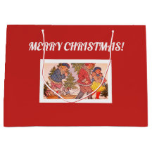 MERRY CHRISTMAS FOLK ART Gift Bag
